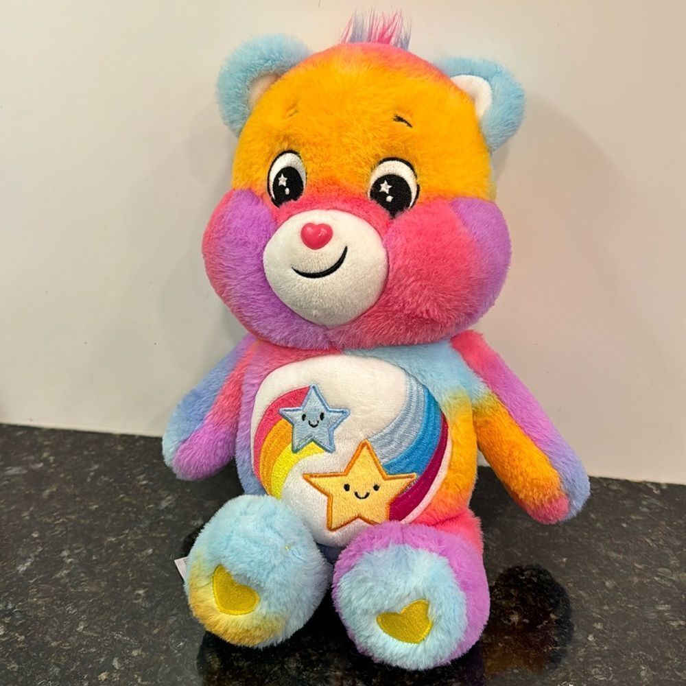 CARE BEARS  13.75” Medium Plush - Dare To Care Rainbow Star Kids Toy Age 4+